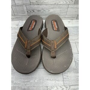 Skechers Relaxed Fit 360 Sandals Mens Sz 9 Flip Flops Memory Foam Brown 56219SA